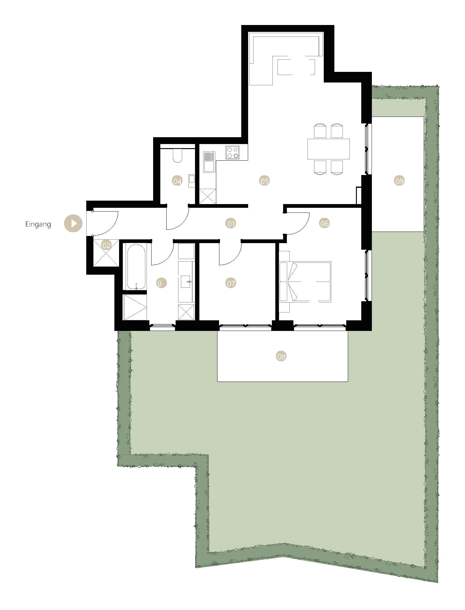Grundriss WE 1.1